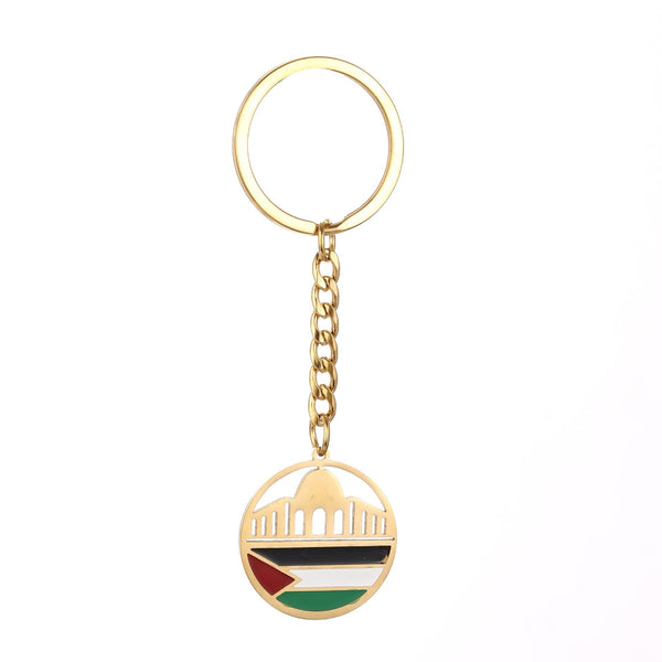 Israel Palestine Map Flag Drip Oil Stainless Steel Keychain Fashion Men's and Women's Stainless Steel Keys