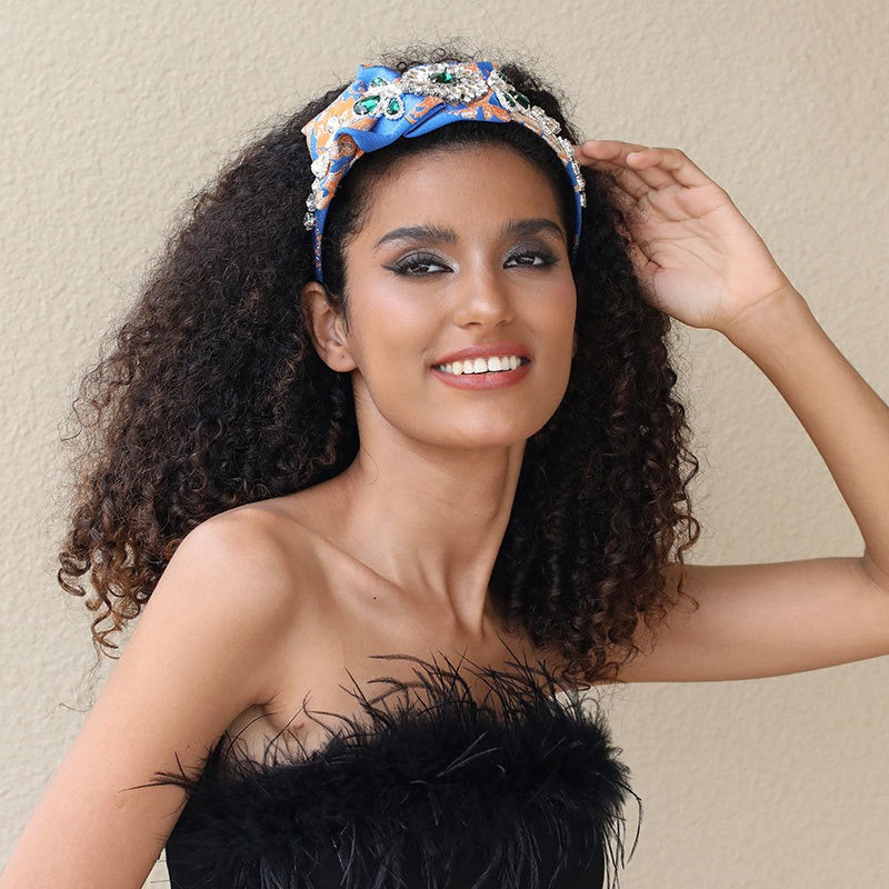 Handmade heavy industry fabric with diamond inlaid hair bands for women