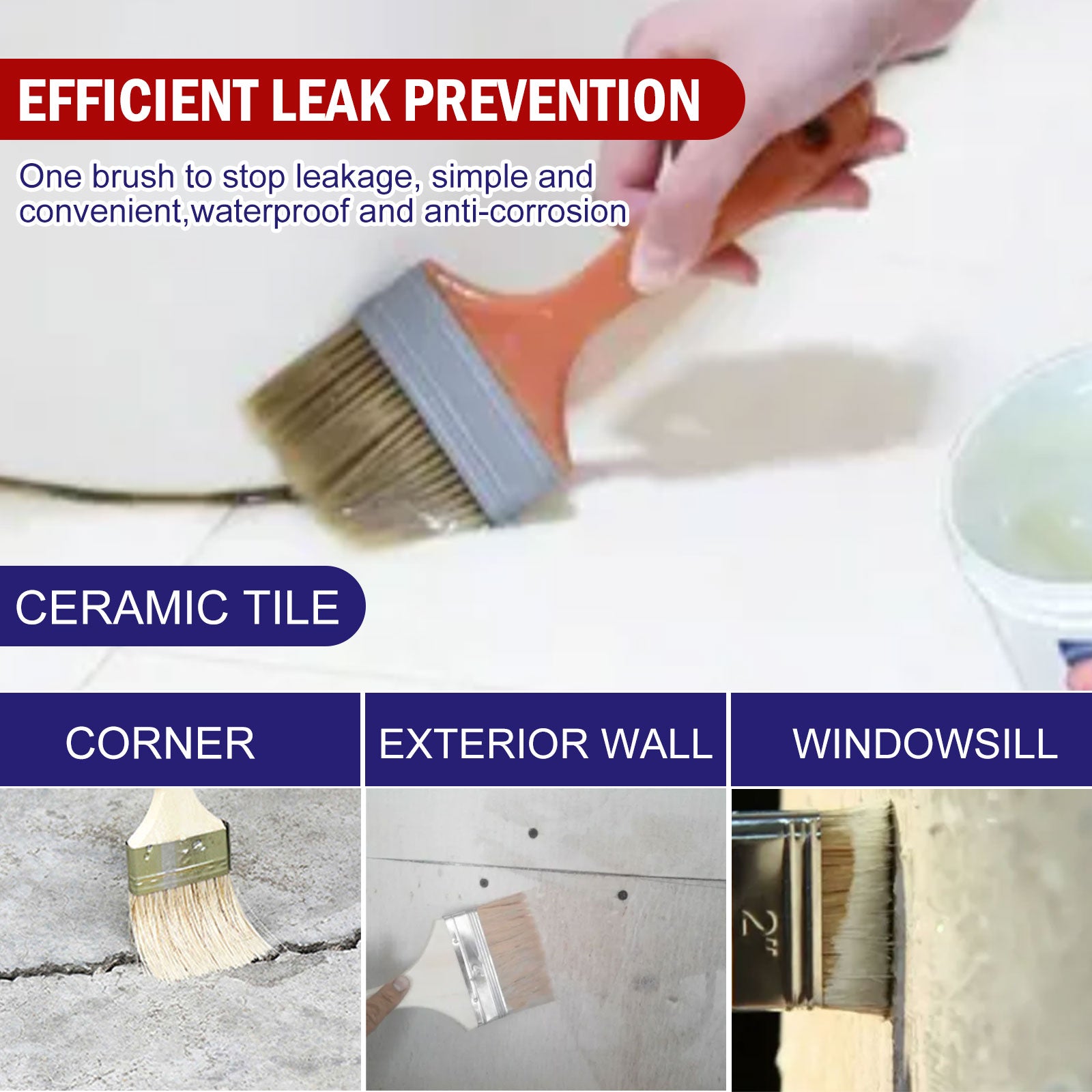 Transparent Leak Repair Waterproof Glue, Free Smashing Brick Toilet Kitchen Floor Tile Paint Waterproofing Agent