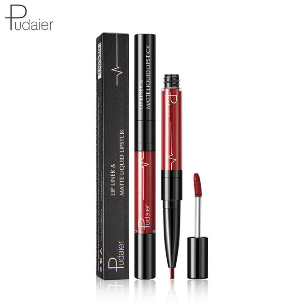 Pudaier Velvet Matte Texture Lasts Not Easy To Fade Non-Stick Cup 2-In-1 Double-End Lip Gloss