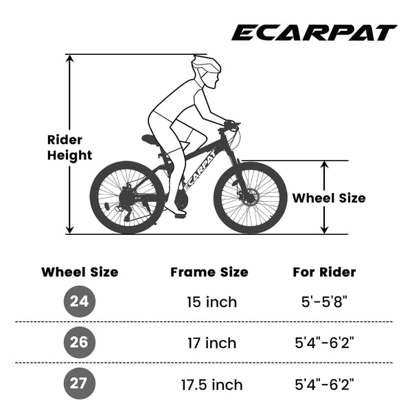 A2660 Ecarpat Mountain Bike 26 inch wheels, carbon steel frame disc brake thumb shift front fork rear shock absorber bike