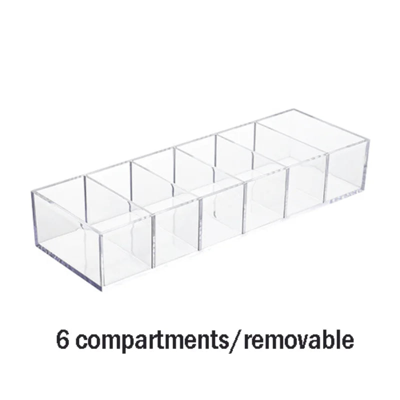 Household Transparent Divided Cosmetic Storage Box Sorting and Detachable Plastic Desktop Storage Box