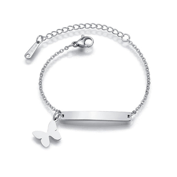 Stainless steel personalized engraved three color curved bracelet simple and personalized women's bracelet