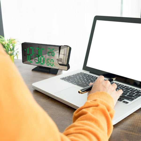 Home LED Projection Alarm Clock - Time, Temp Display, Backlight, Snooze