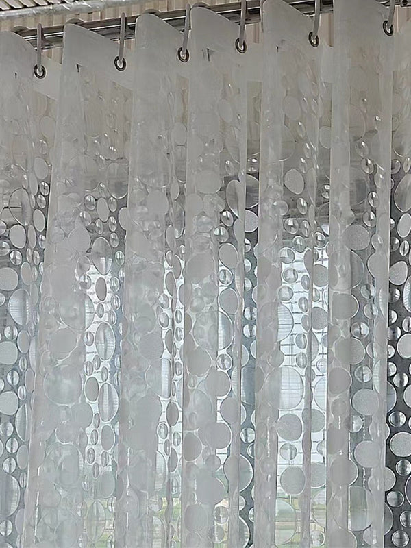 3D Water Cube Shower Curtain, Silk Pattern Waterproof Bathroom Partition Curtain, Cobblestone Curtain
