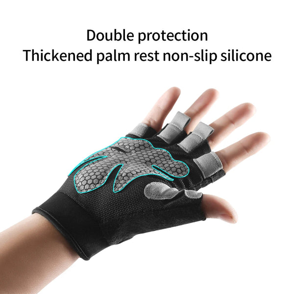 Outdoor sports fitness gloves anti slip and wear-resistant silicone half finger exposed riding gloves