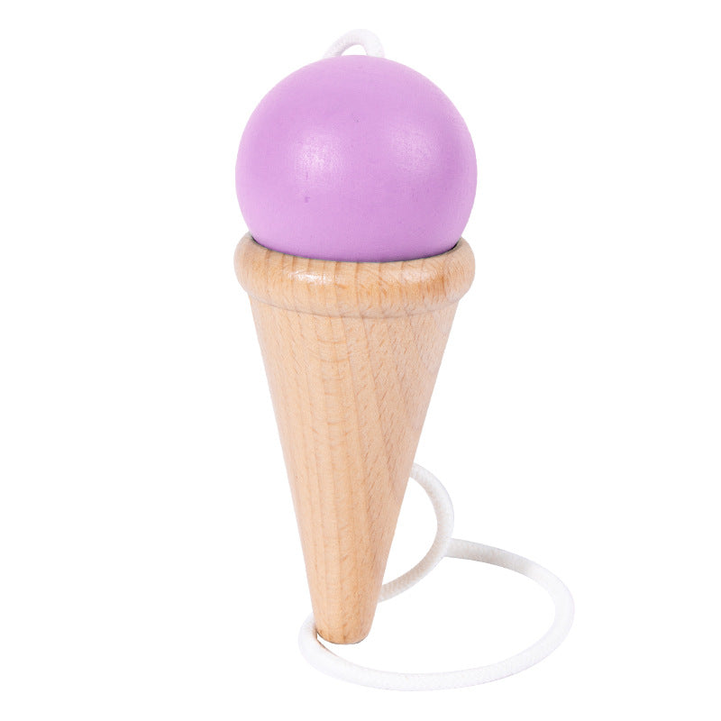 Hand eye coordination traditional toy wooden skill cup sensory integration training throwing and catching ball