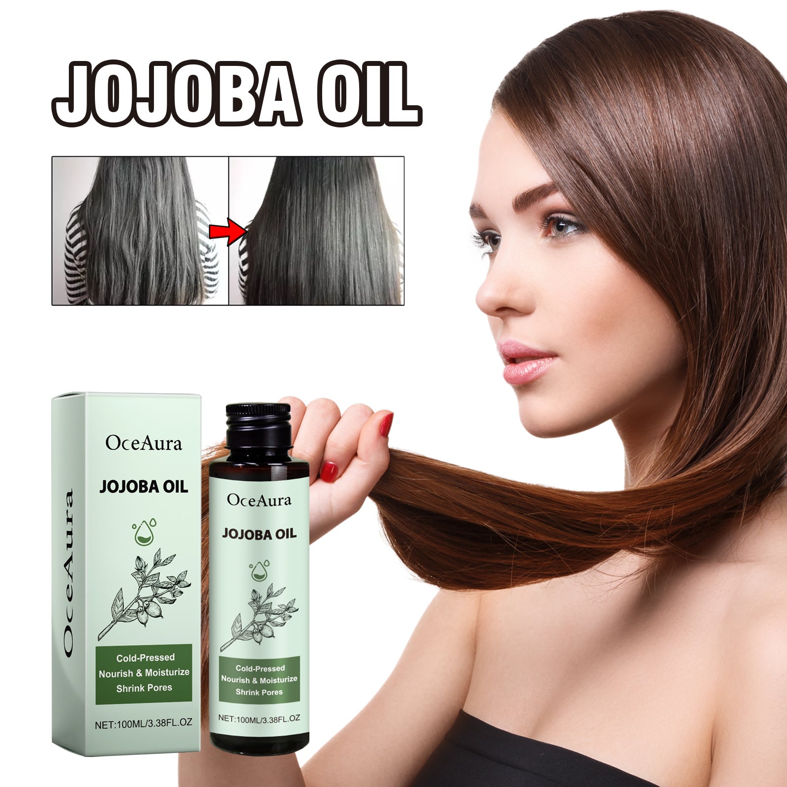 Jojoba Oil, Smoothing Frizzy Luster Strong Scalp Hair Soft Nourishing Oil