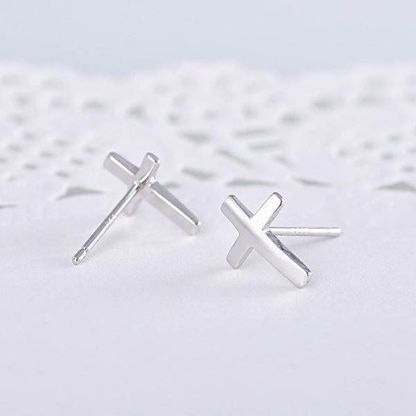 S925 sterling silver earrings fashionable earrings for women smooth cross earrings