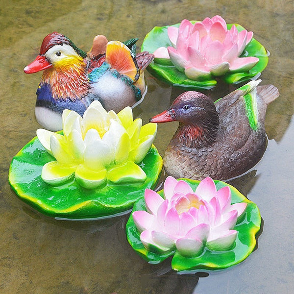 Floating Mandarin Duck Landscape Resin Decoration