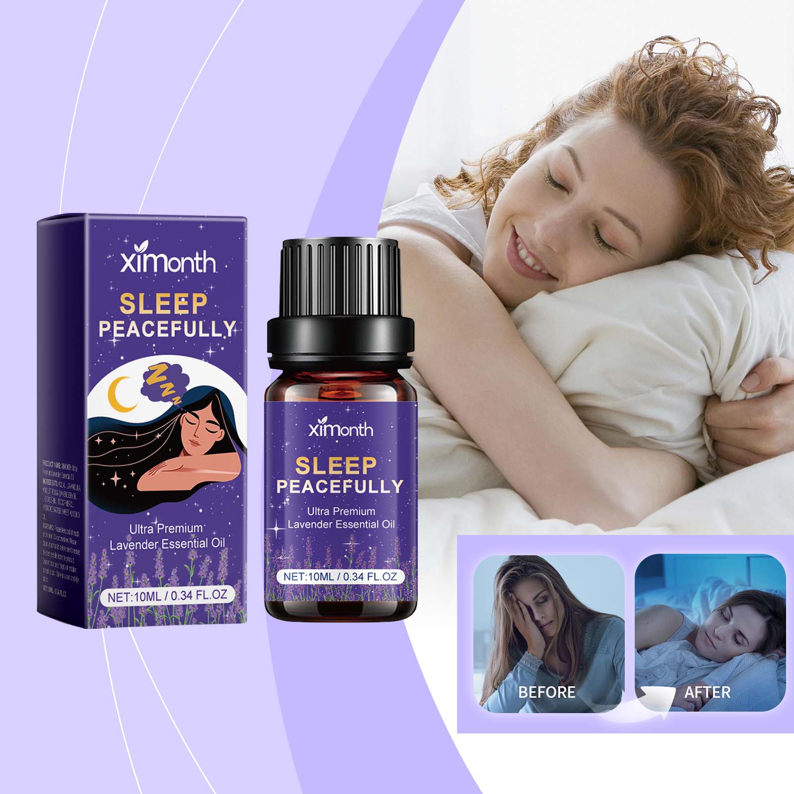 Lavender Sleep Essential Oil Relieves Discomfort During Light Sleep, Relaxing The Body And Pamper The Body With Sleep Essential Oil