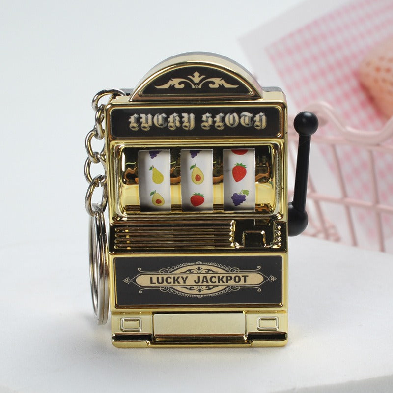 Mini fruit machine keychain pendant spinning machine game slot machine slot machine small toy lucky draw decoration