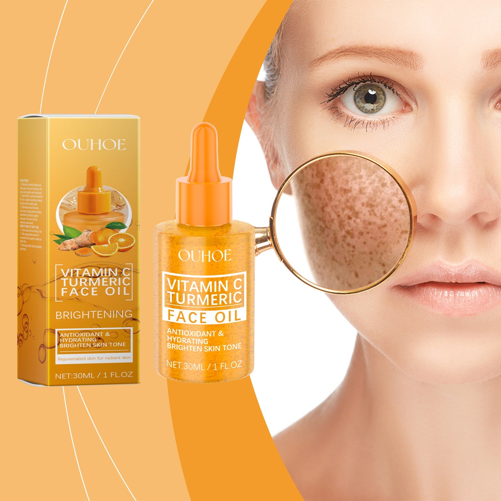 Vitamin C Turmeric Brightening Oil, Vitamin C Moisturizing Facial Skin Moisturizing, Hydrating And Brightening Skin Essential Oil