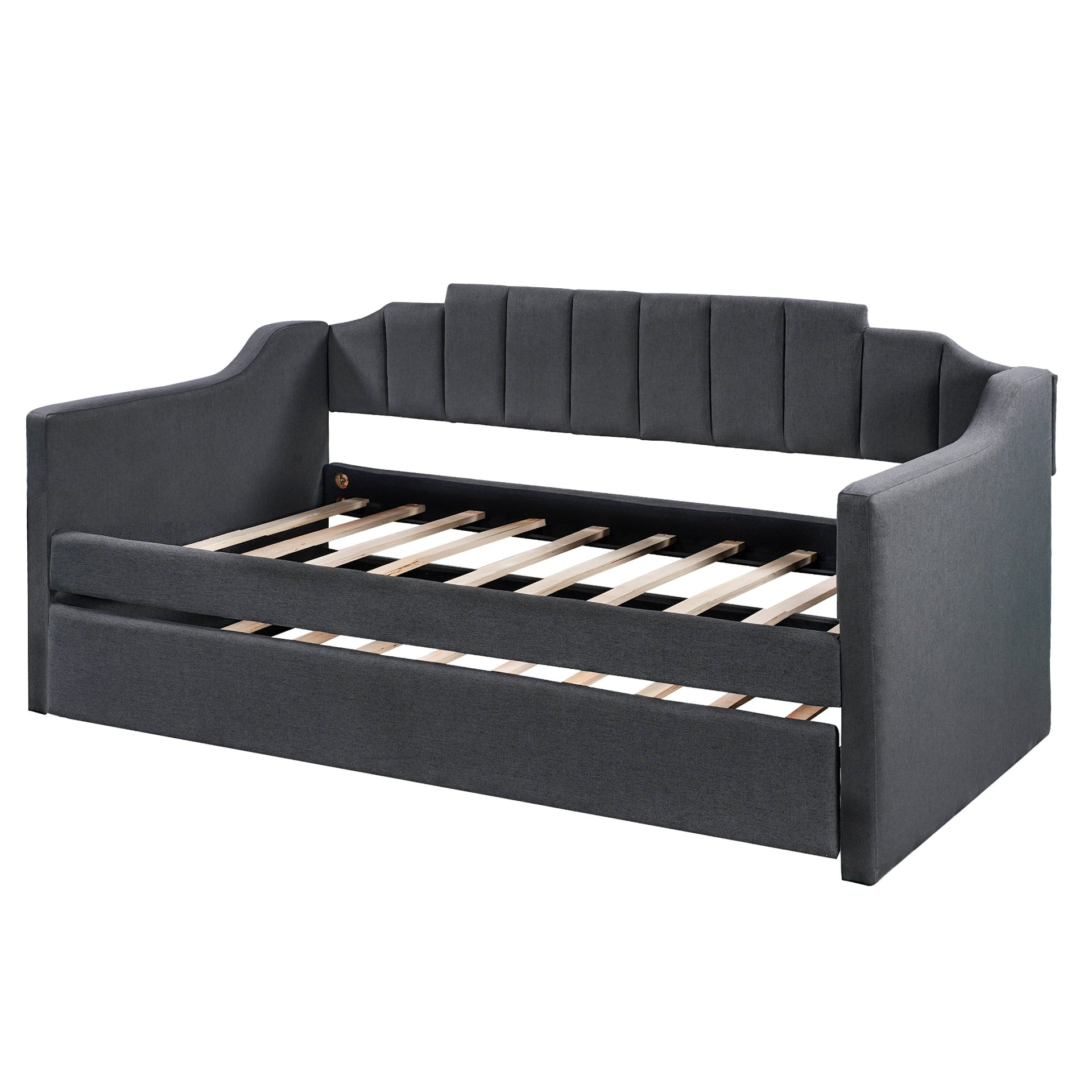 Upholstered Twin Daybed with Trundle Black