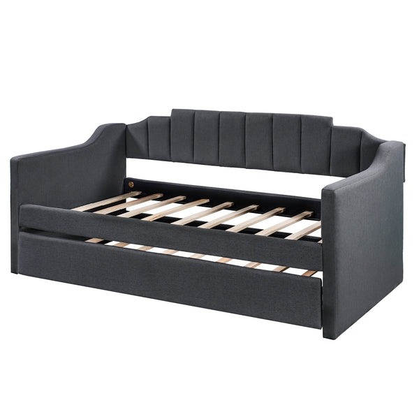Upholstered Twin Daybed with Trundle Black