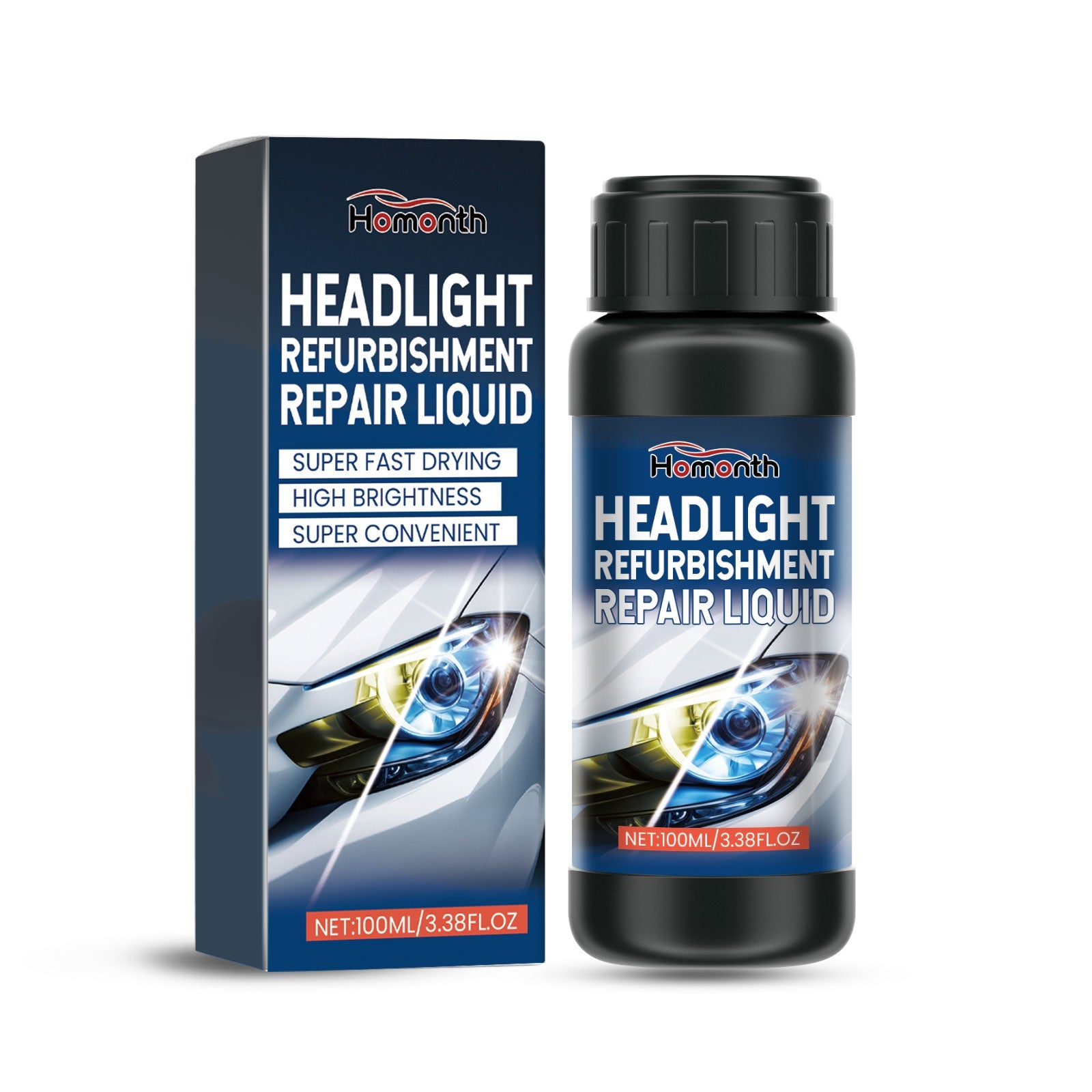 HOMONTH Headlight Refurbishment Repair Liquid, Headlight Yellow Easily Refurbished Reglow Crystal Bright Cleaning Liquid