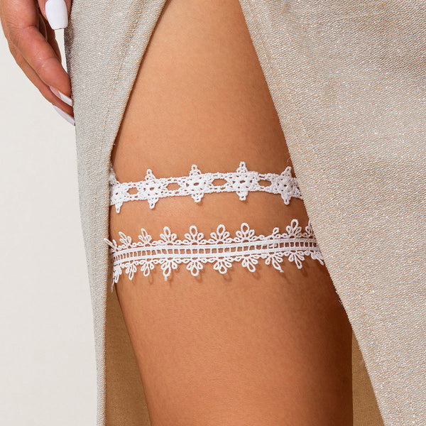 Sexy hot girl elastic band lace leg ring fashionable alloy ribbon tassel leg chain female