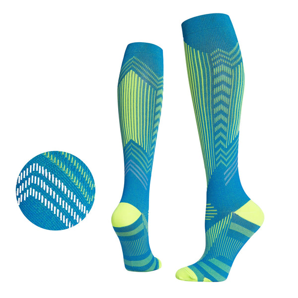 Professional sports pressure socks, running jump rope high leg socks, reflective striped cycling compression socks at night