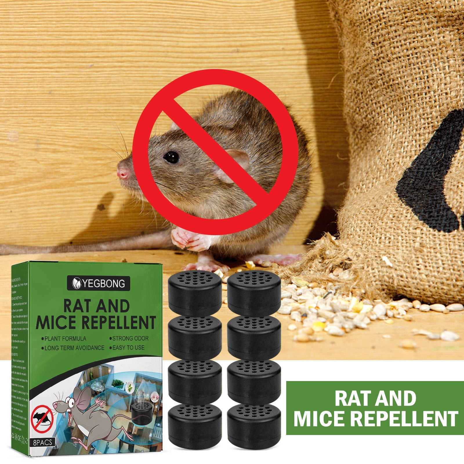 Yegbong 8pcs mice repellant mouse repelling pills car body kitchen office bedroom warehouse sewer pipe rat and mice repellent