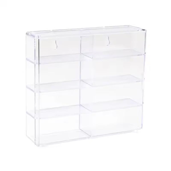 1:64 Acrylic Car Display Box – 8-grid, dustproof, stackable, transparent. Fits Hot Wheels.