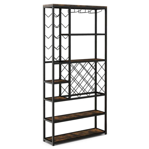 Heavy Duty Industrial Metal Wood 6 Tier Wine Rack Kitchen Storage Shelving Unit