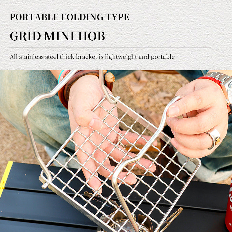 Outdoor Stainless Steel Stove Head Support Portable Folding Barbecue Grill Set Pot Rack Grid Grill Support Grill