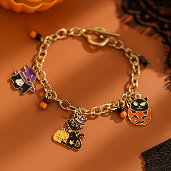 Halloween Party Ghost Bracelet Trendy Girl Pumpkin Festival Alloy Pendant Handmade Girl