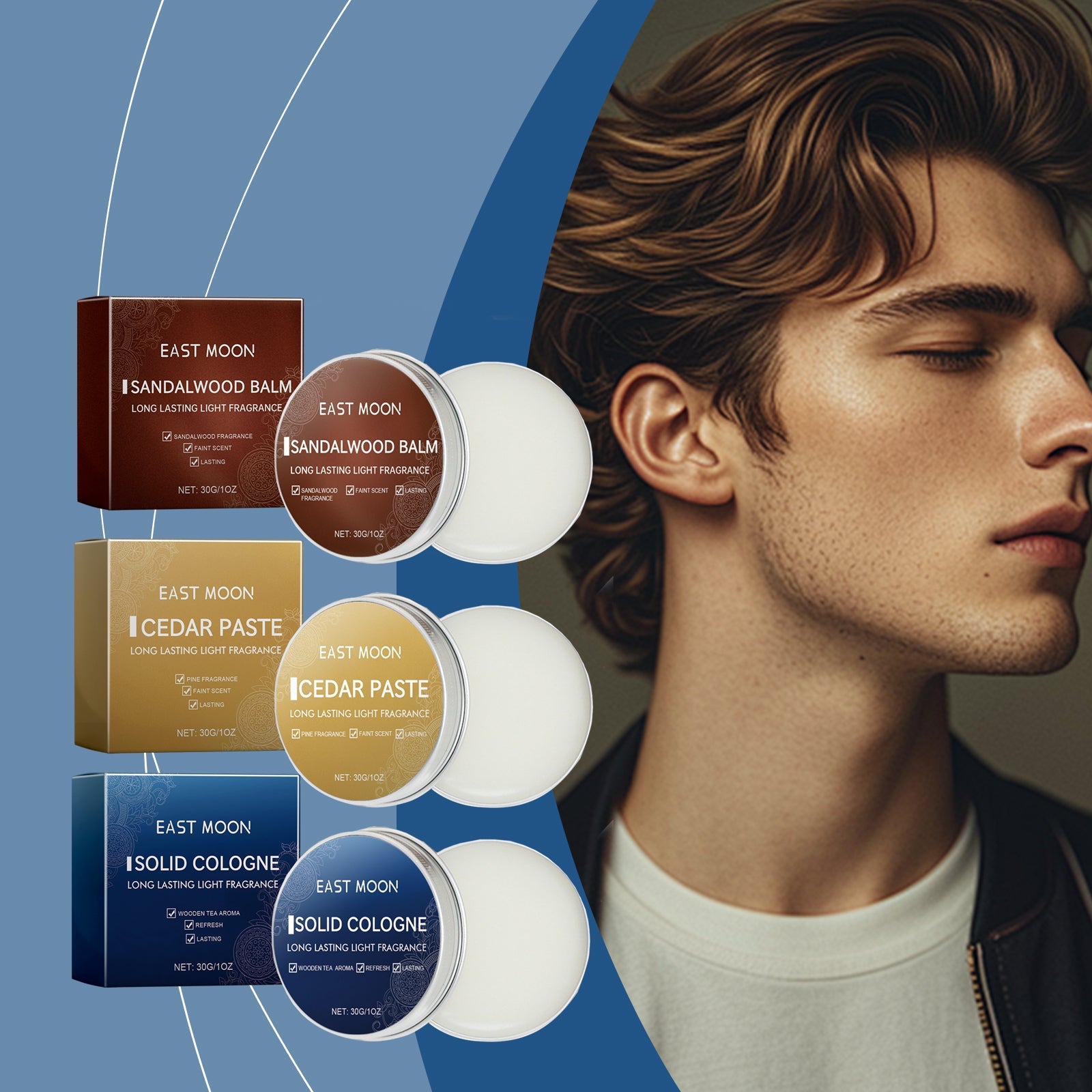 Solid Balm Men's Charm Solid Balm Fresh Natural Long-Lasting Fragrance Balm