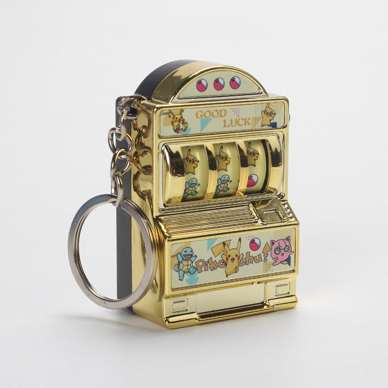 Mini fruit machine keychain pendant spinning machine game slot machine slot machine small toy lucky draw decoration