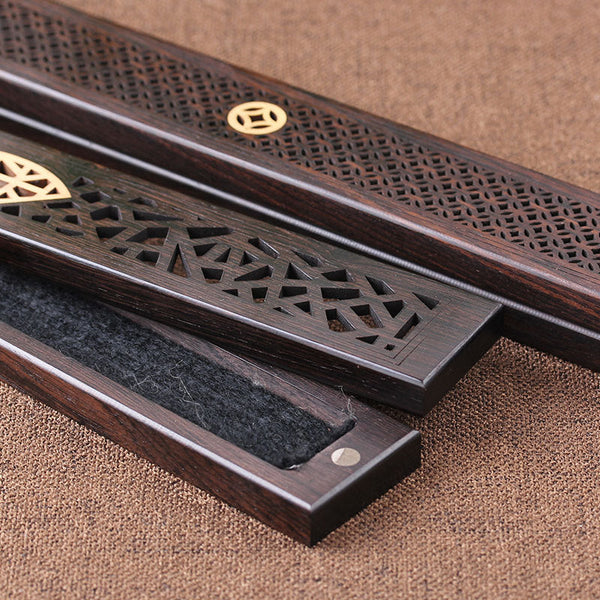 Wooden thread incense box, black sandalwood inlaid with boxwood, sleeping incense burner, incense burner, household indoor agarw