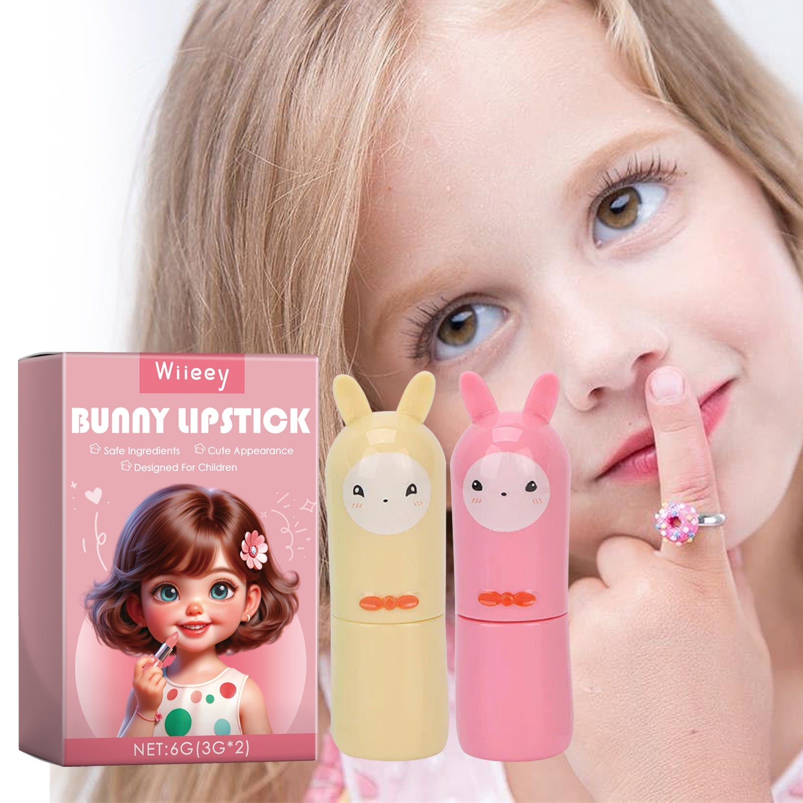 Bunny Lipstick, Easy Clean Lip Gloss Lip Oil Children's Play House Toy Lipstick