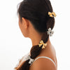 Versatile five petal flower alloy hair accessory with fashionable glossy imitation pearl bow headband