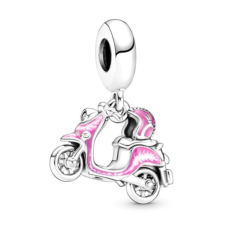 S925 sterling silver eternal confession double surround heart small motorcycle DIY accessories