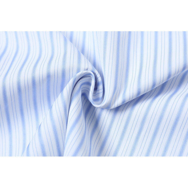 Vertical striped button decoration short sleeved shirt for men