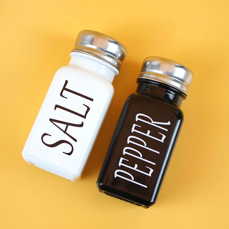 Black and white seasoning jar pepper salt bottle seasoning box square glass