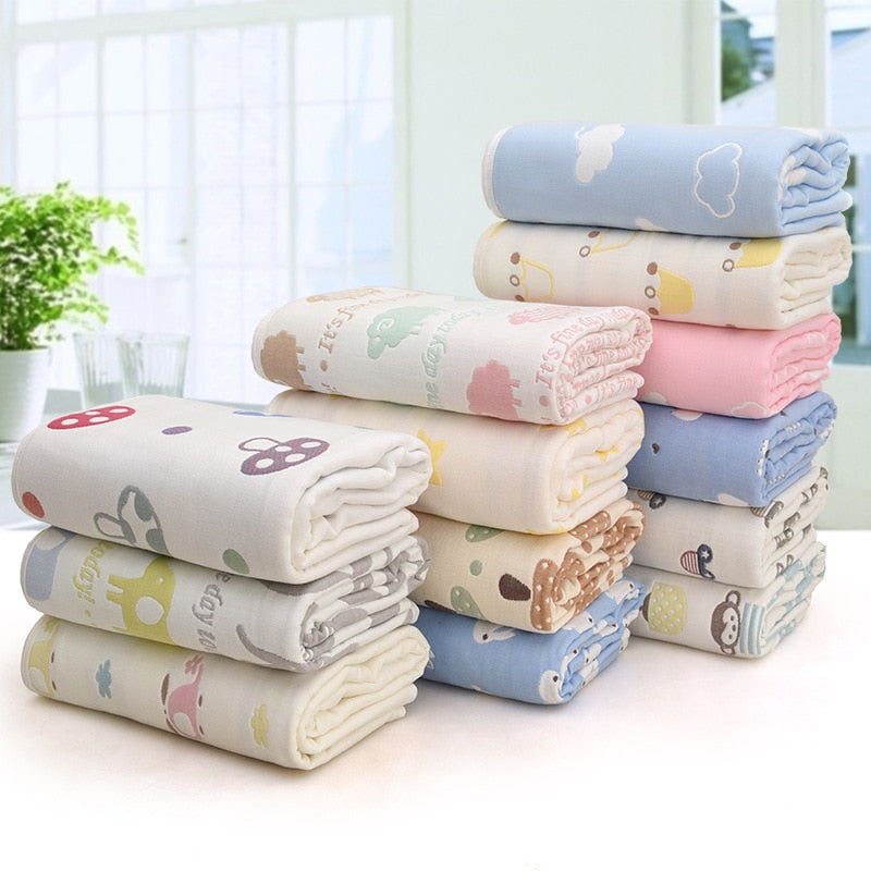 110*110cm Parent-child Baby Summer Bedding Sofa Quilt 100% Cotton Baby Blanket Child Quilt 6 Layers Muslin Swaddle for Newborns
