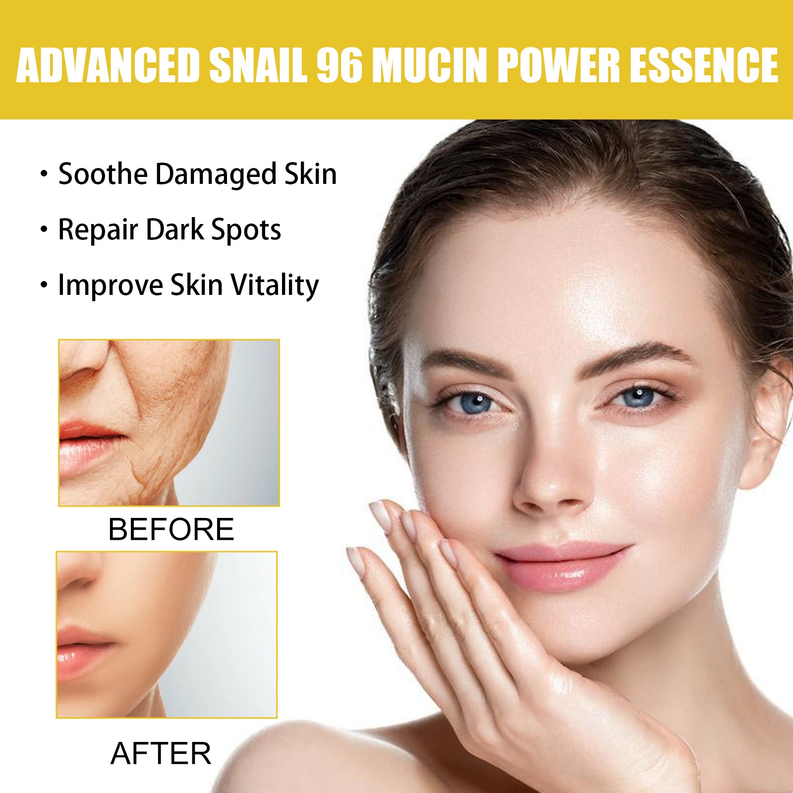 Snail 96 Collagen Essence Lighten Fine Lines, Tender Skin and Moisturize acne muscles