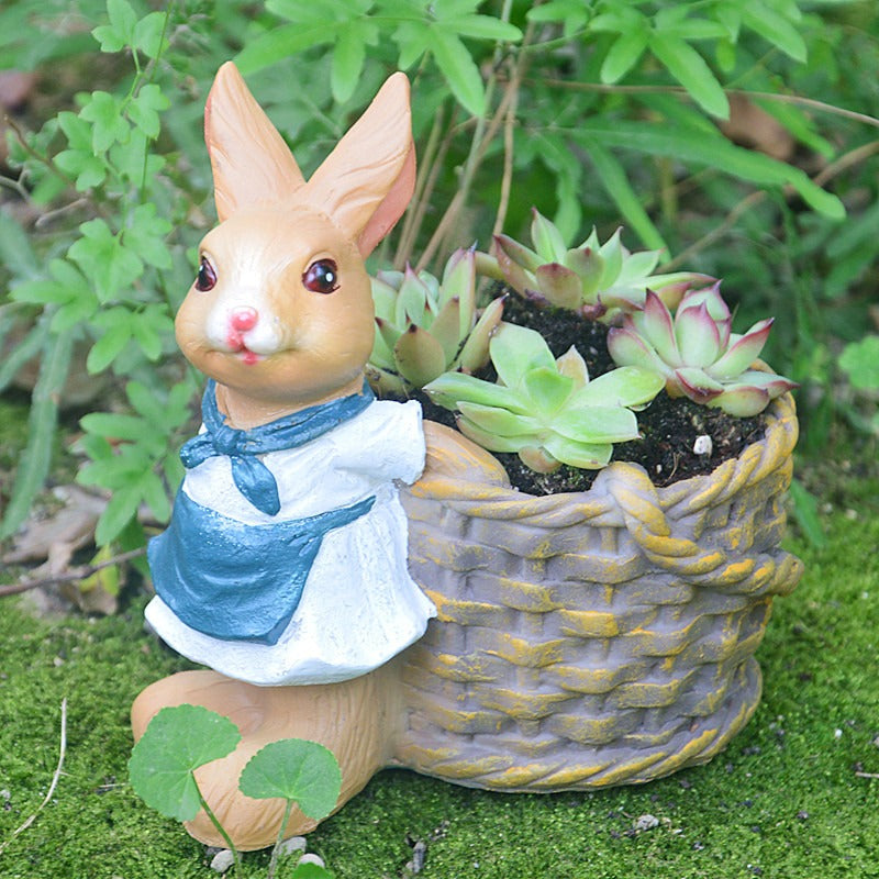 Succulent plant small flower pot rabbit flower pot resin ornament