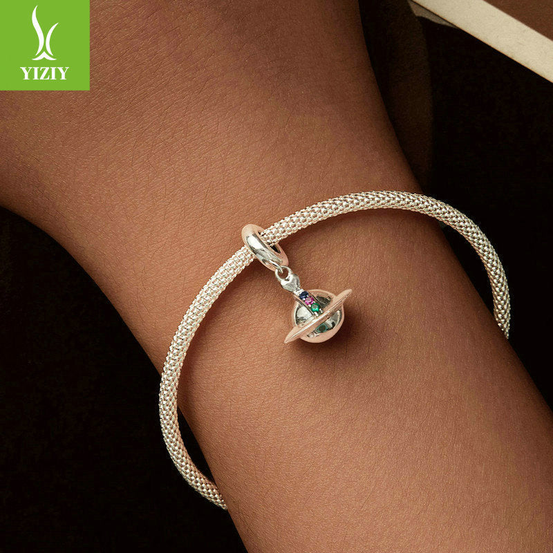 Silver Charm Original Romantic Planet DIY Pendant Accessories Personalized Niche Universe s925 Pure Silver Bracelet Beads