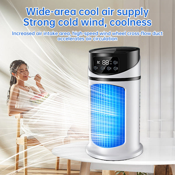 Six - speed timed silent AC cooling fan, new mini portable AC, USB air cooler, bladeless electric fan.