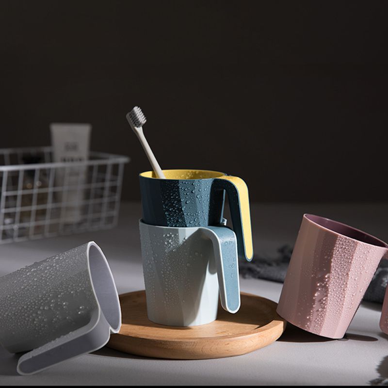 Creative Simple Mouthwash Cup INS Striped Non-Slip Water Cup Double-Layer Plastic Handle Thread Couple Mouthwash Toothbrush Cup