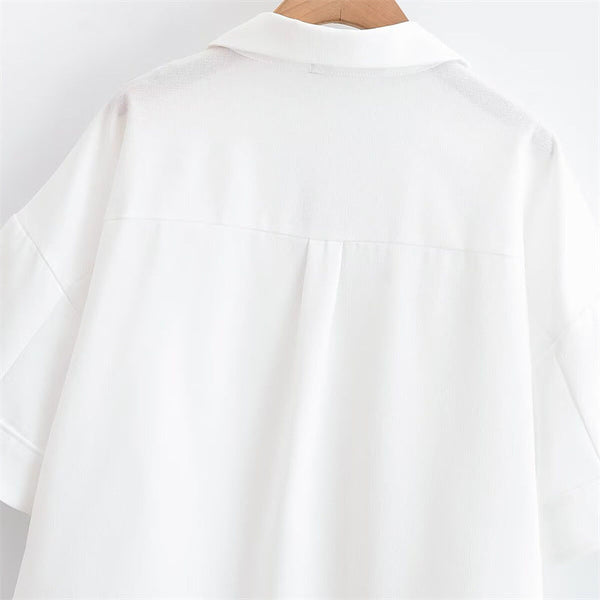 Elegant  Style Women's Fashion Casual Versatile V-Neck Short Sleeve Crop Shirt