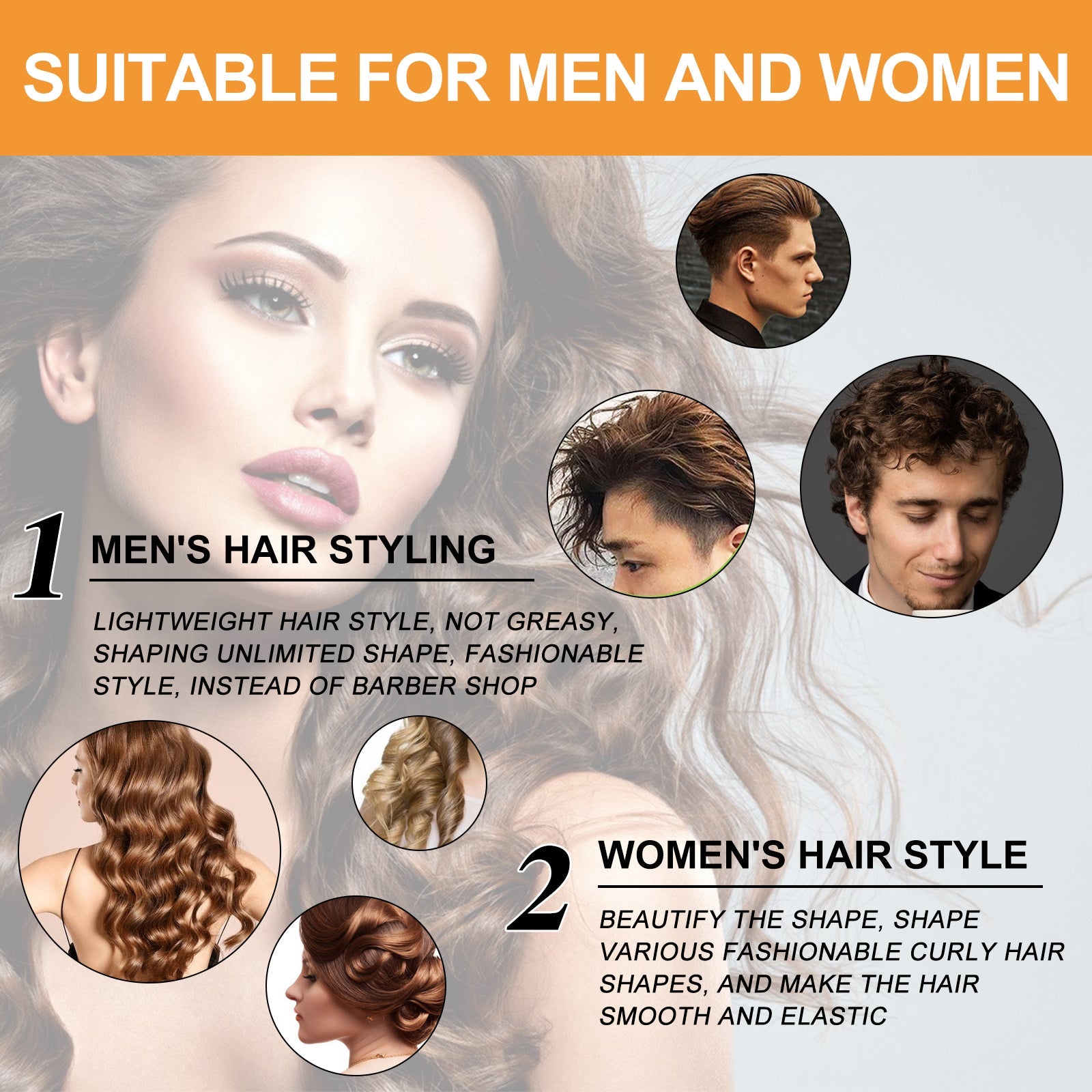 Moisturizing Styling Cream, Fluffy Curly Hair Styling, Hydrating And Glossy Frizzy Hair Repair Cream