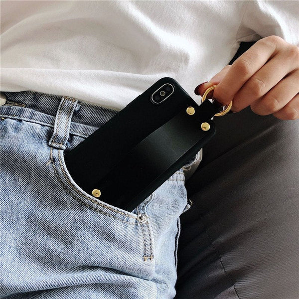 Plain Case Grip Strap For iPhone X 6s 6 8 Plus 7 Kickstand Holder Finger Ring Purple Matte Soft Silicon Capa