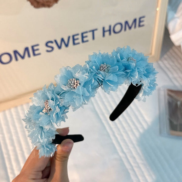 Fashionable fabric flower stamen flower hair hoop for women