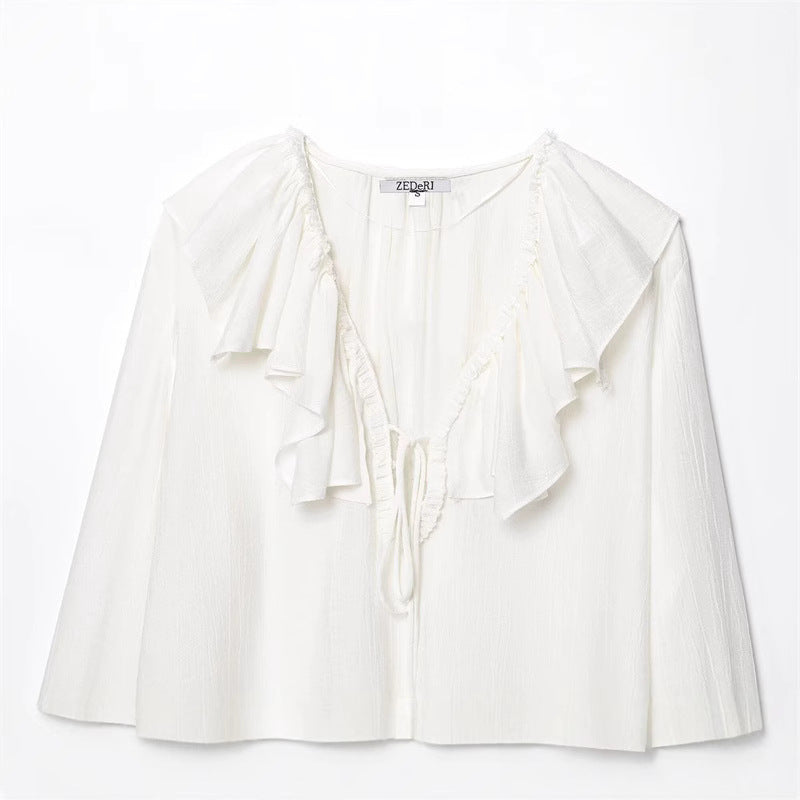 Style Women's Fashion Casual Long Sleeve Layered Decorative Shirt