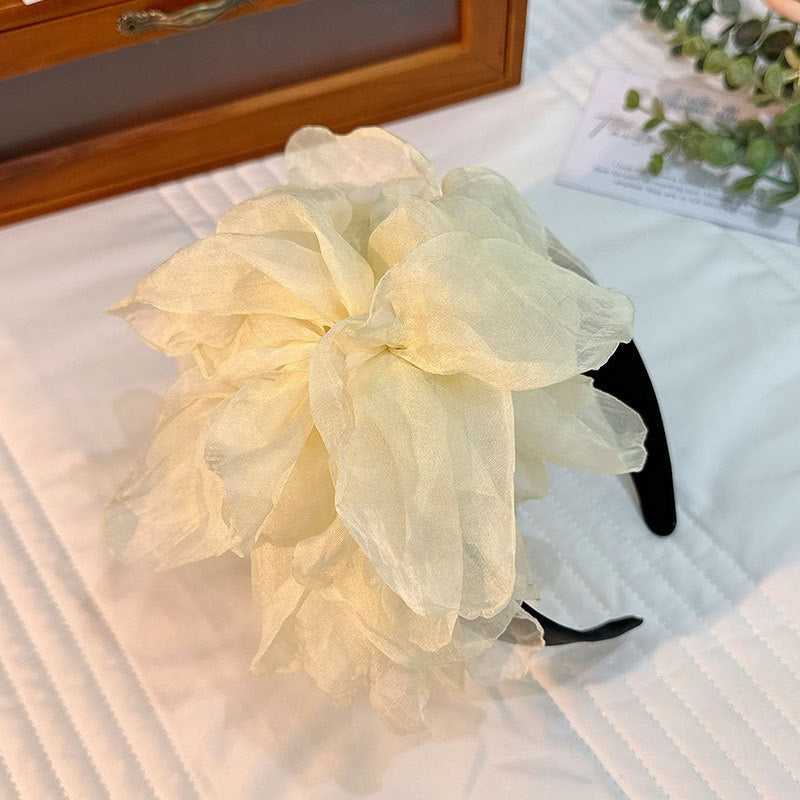 Oversized and exaggerated handmade fabric flower versatile headband