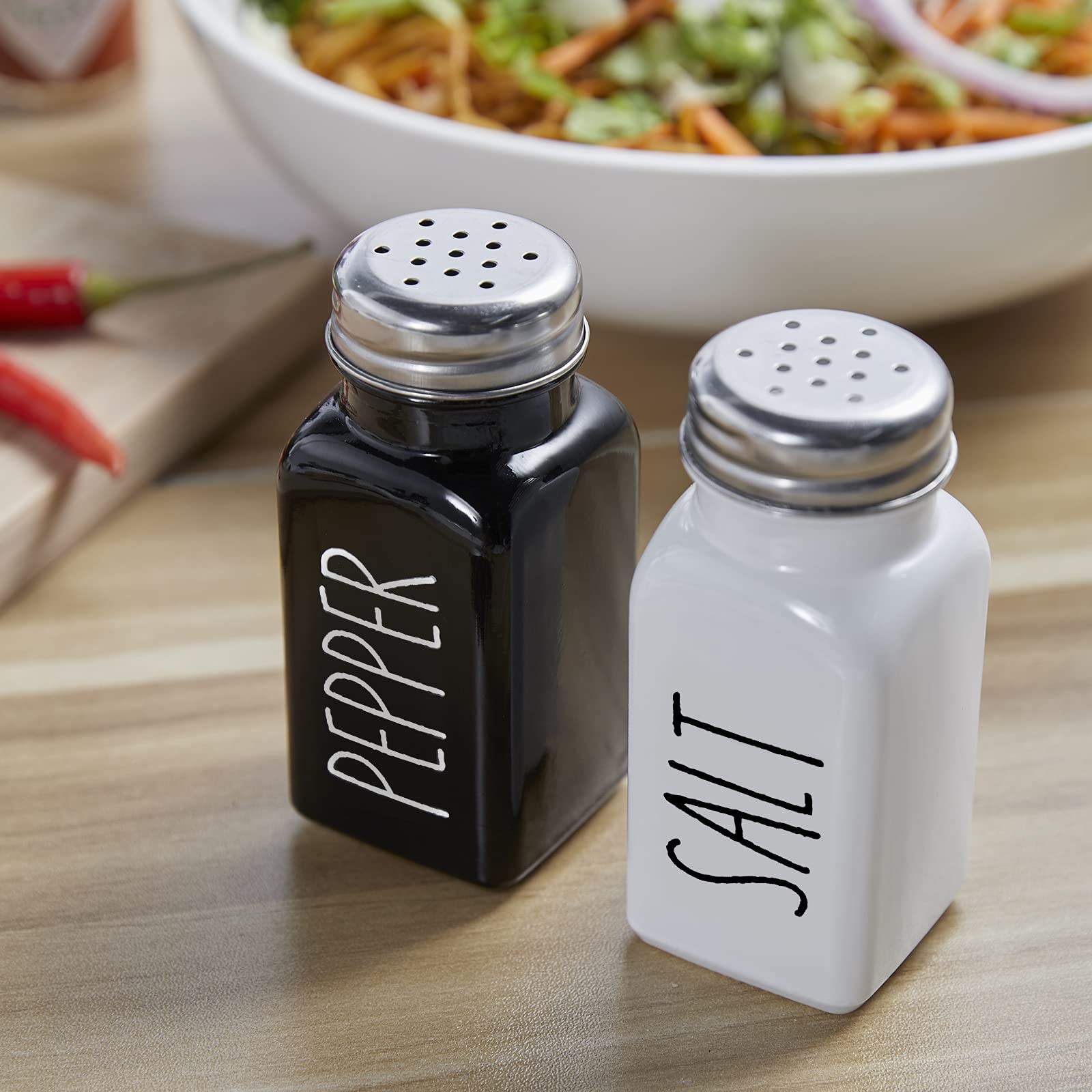 Black and white seasoning jar pepper salt bottle seasoning box square glass