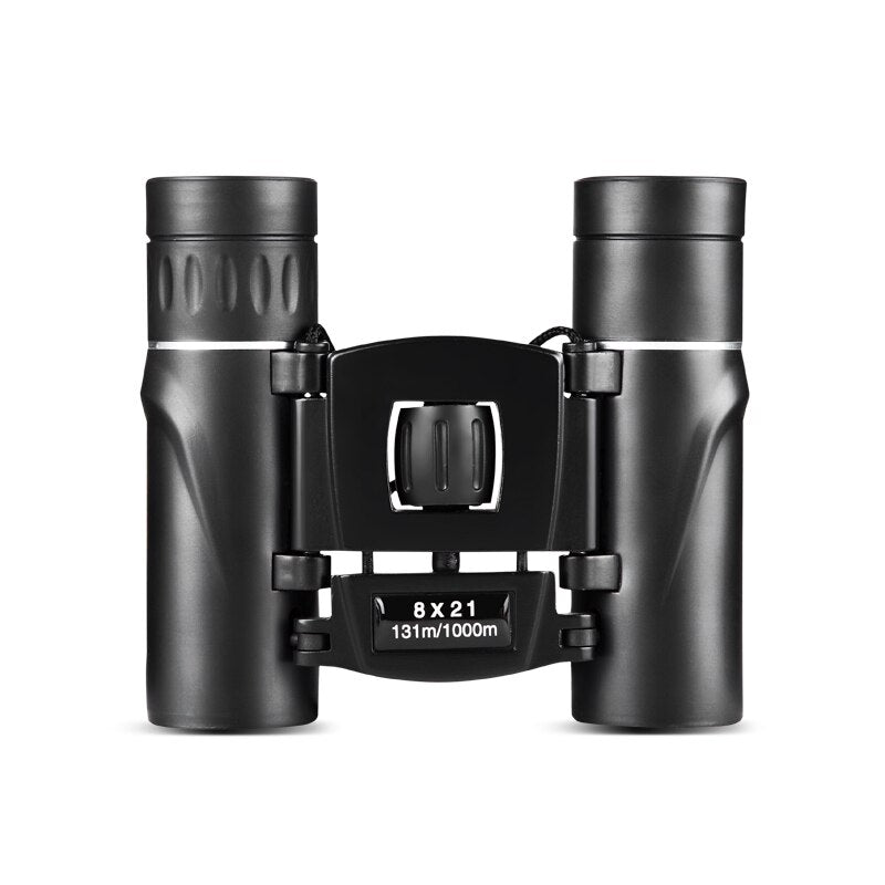 8x21 Compact Zoom Binoculars Long Range Folding HD Powerful Mini Telescope Bak4 FMC Optics Hunting Sports Black Kids Telescope