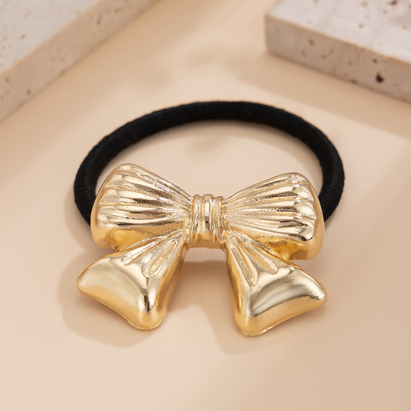 Versatile five petal flower alloy hair accessory with fashionable glossy imitation pearl bow headband